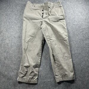 All Saints Pants Mens 34 Khaki Crate Trouser Wide Tapered Fit Cuffed Chino Crop